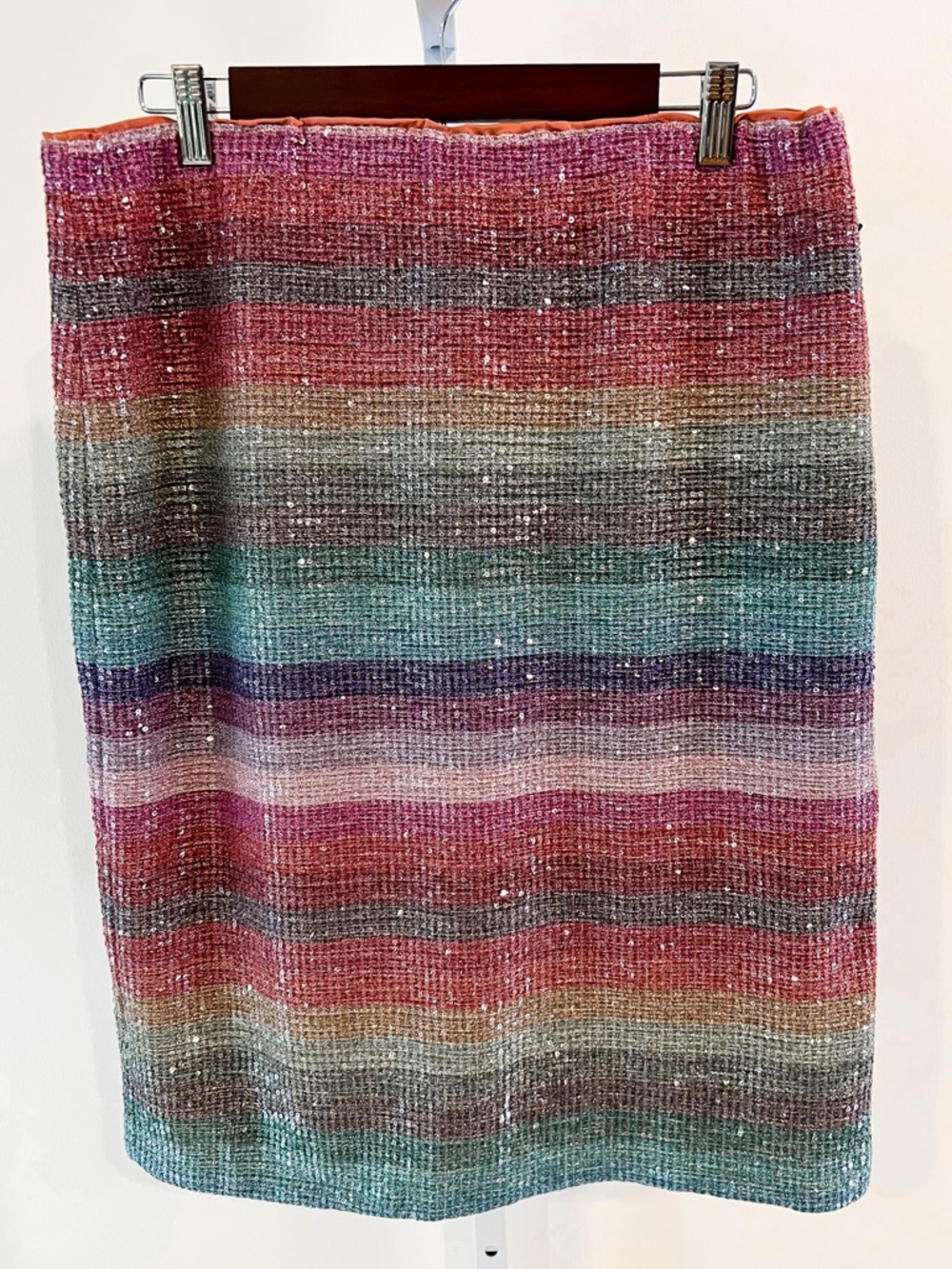 NWT Eva Mendes x NYCo Multicolor Striped Sequin Pencil Skirt Womens Sz XL Petite